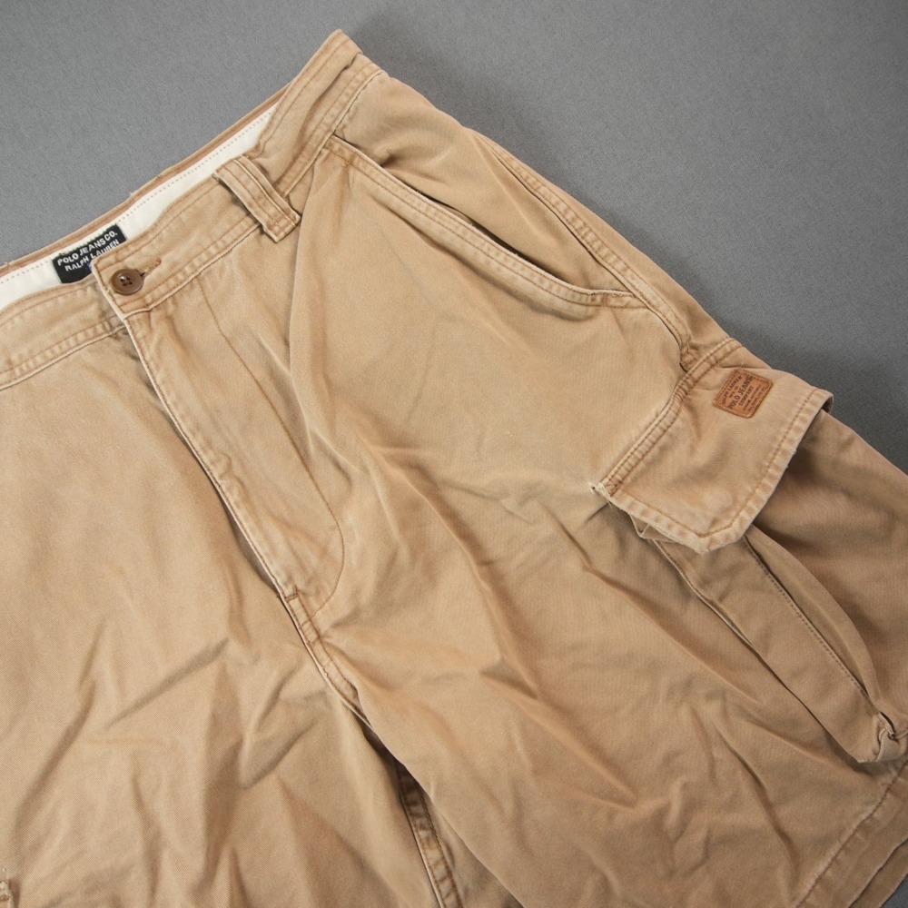 Y2K Polo Ralph Lauren Cargo Military Utility Baggy Skate 10" Shorts Mens 33